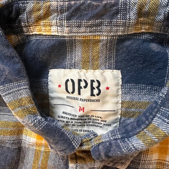 Original Paperbacks Casual Button Down Mens Medium Yellow Plaid Flannel Shirt - Picture 2 of 6
